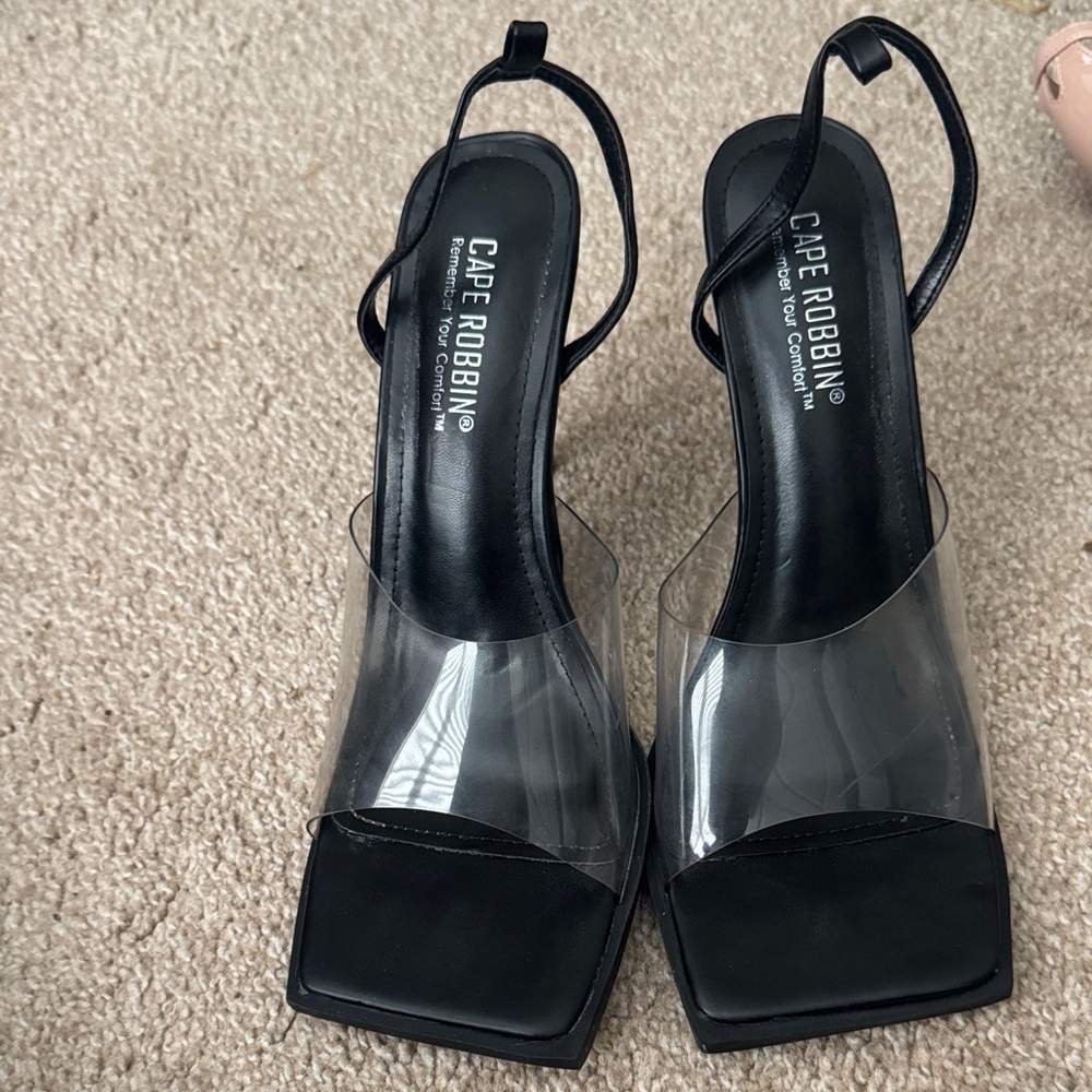 Cape Robbin Black and Clear Women's Heels